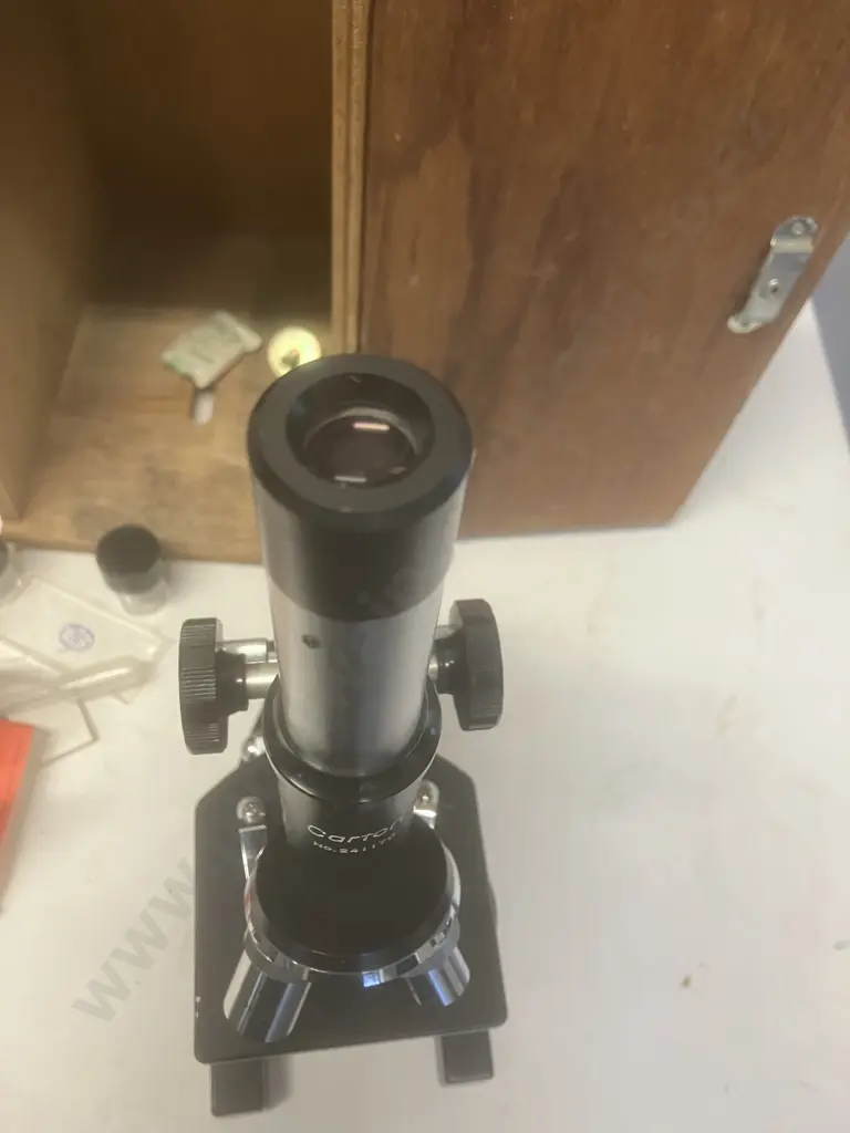 Microscope In Wooden Carry Case With Key - Carton No 241170 B2/T Image 1++