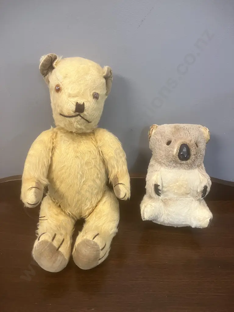 Vintage 1950s Pedigree (New Zealand) Mohair Teddy Bear With a Vintage Australian Koala Bear (Wallaby Fur) Image 1++