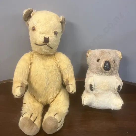 Vintage 1950s Pedigree (New Zealand) Mohair Teddy Bear With a Vintage Australian Koala Bear (Wallaby Fur)