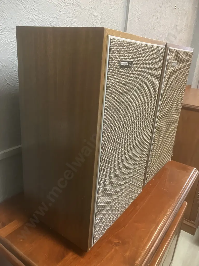 Pair of Vintage Goodman SL-Three 3-Way Stereo Speakers in Mahogany Cabinetry c1970s England Image 1++