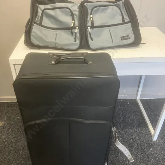 Rolling Duffell Bag & Black Suitcase
