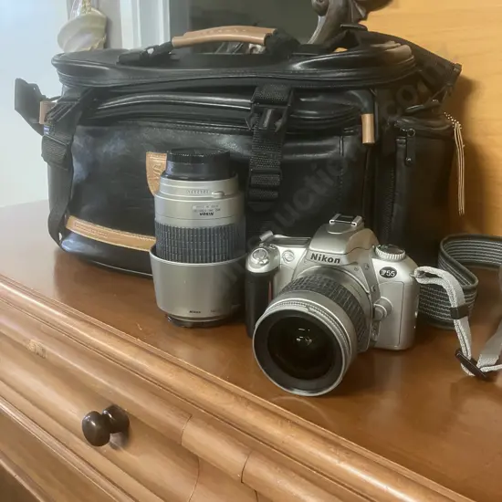 Nikon F55 Film Camera With AF Nikkor 28-80mm & 70-300mm Lenses & Solidex Camera Bag