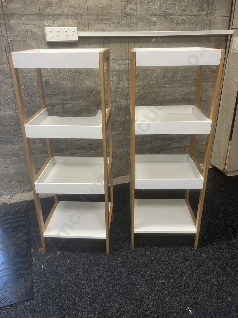 Pair of White Free Standing Shelves. H110 W39 D33cm (1 As Found) Image 1++