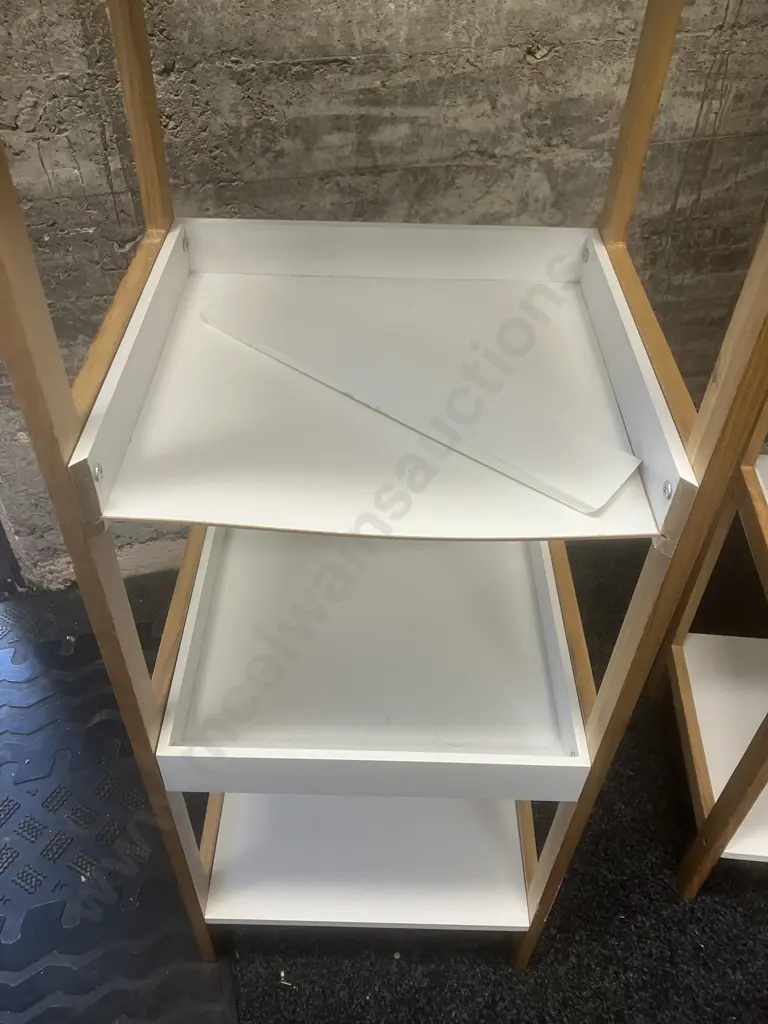 Pair of White Free Standing Shelves. H110 W39 D33cm (1 As Found) Image 1++