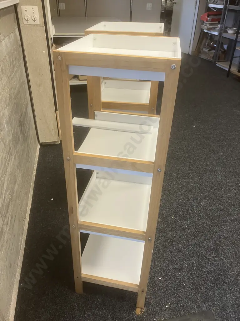 Pair of White Free Standing Shelves. H110 W39 D33cm (1 As Found) Image 1++