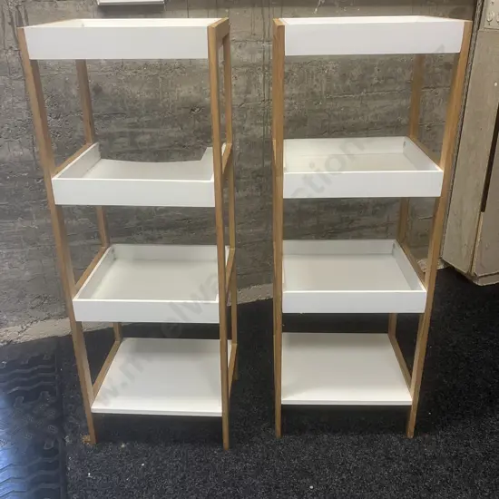Pair of White Free Standing Shelves. H110 W39 D33cm (1 As Found)