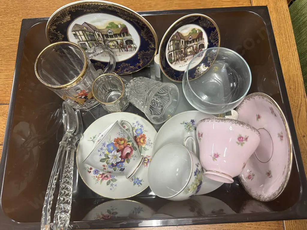 Box Of Assorted China & Crystal items Including Duos, Hanley Items Etc Image 1++