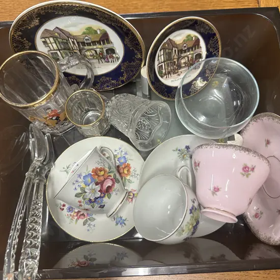 Box Of Assorted China & Crystal items Including Duos, Hanley Items Etc