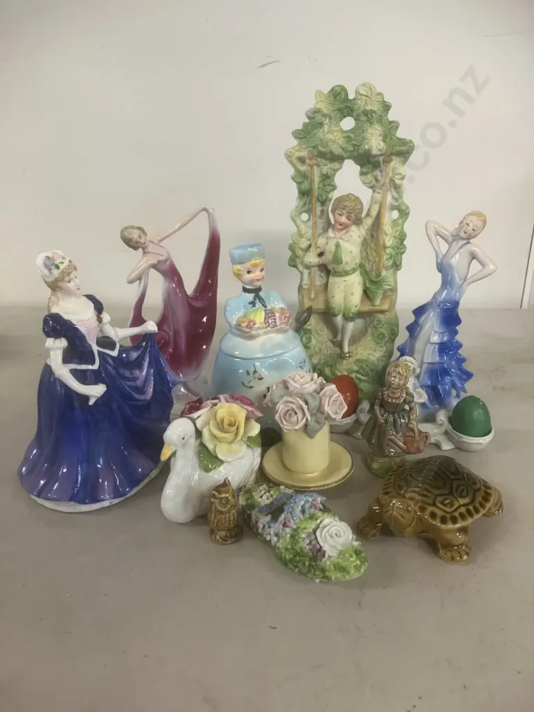 Box Lot China Including Porcelain Figures, Wade Etc Image 1++