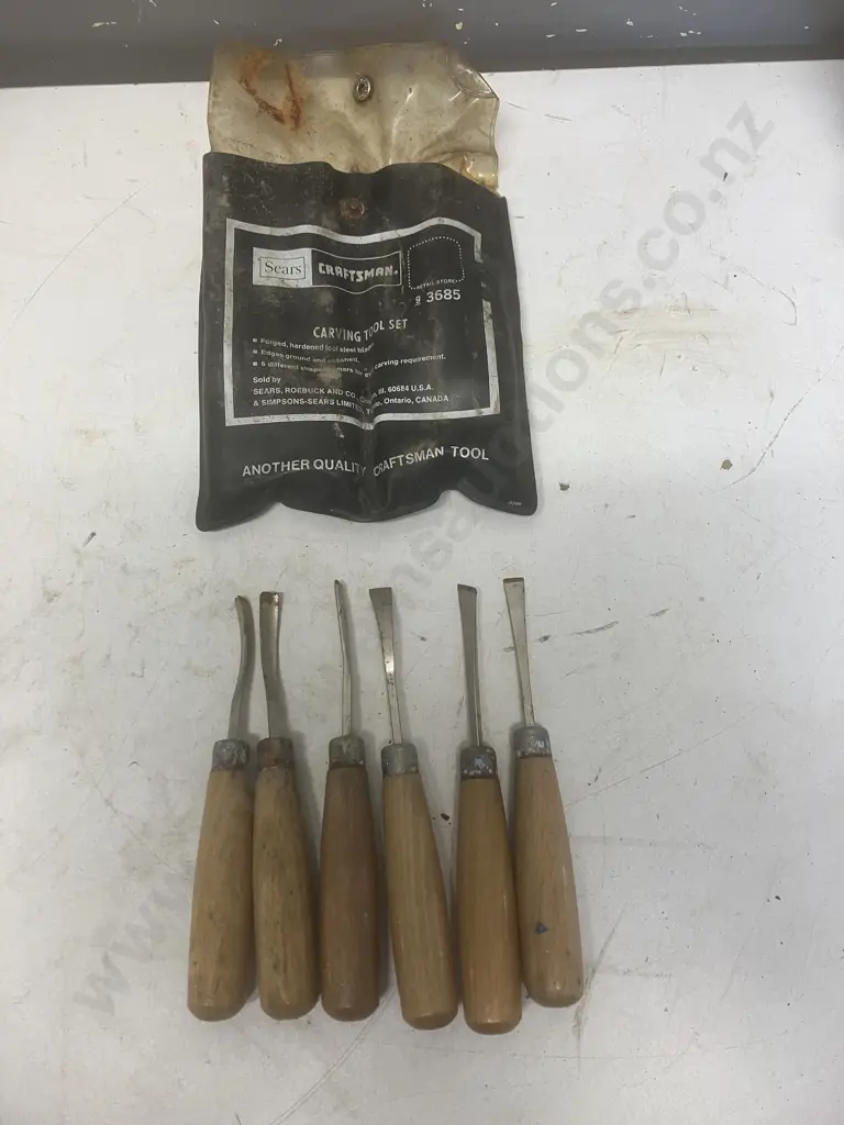 Sears Craftsman Carving Tool Set 9 3685, 6 Piece In Pouch (As Found Condition) Image 1++