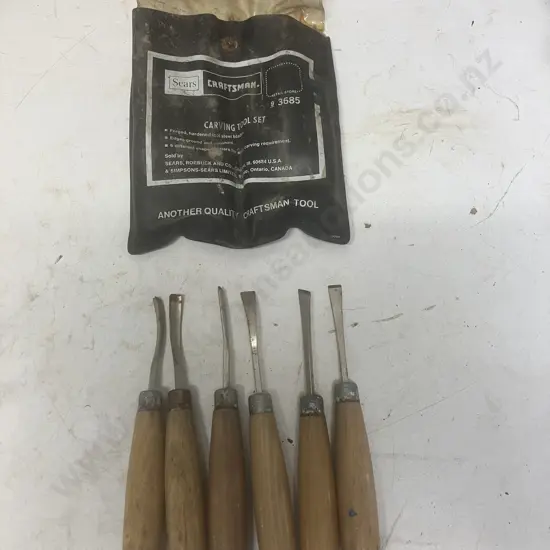Sears Craftsman Carving Tool Set 9 3685, 6 Piece In Pouch (As Found Condition)