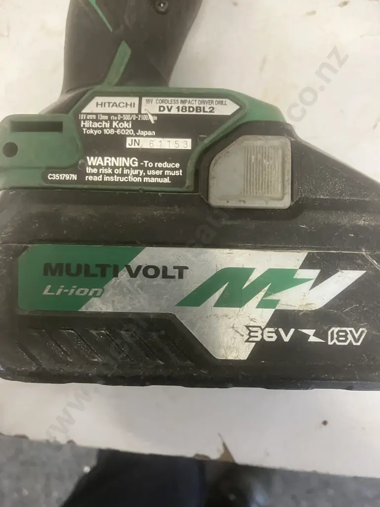 Hitachi 18V Brushless Impact Driver Drill DV18DBL2 With Hikoki Battery BSL36B18 Multivolt 18/36V (4/8Ah) - No Charger Image 1++