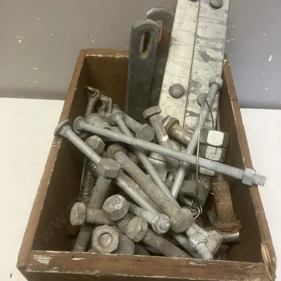 Wood Box, Strap Hinges, Bolts, Gudgeons Etc