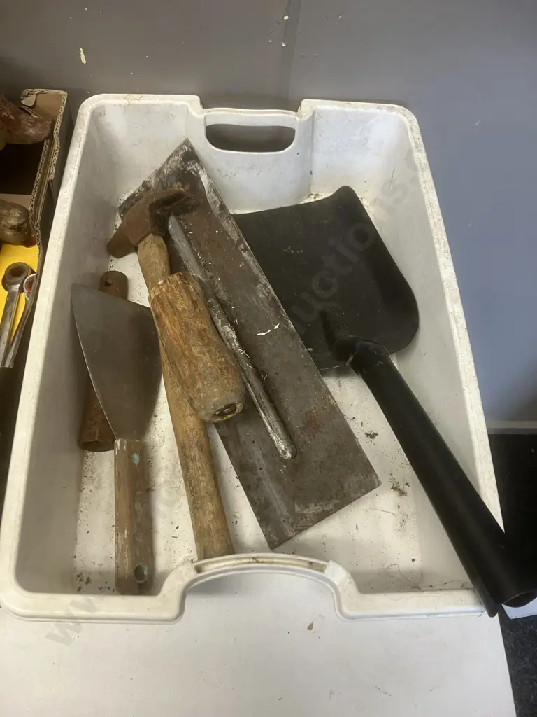 2 X Boxes Tools Some Vintage, Vice, Stanley Hand Drill, Sharpening Stone, Cement Trowel Etc Image 1++