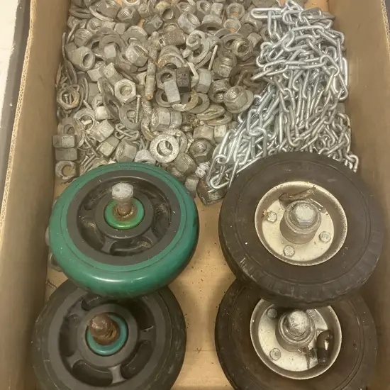 Box Lot Chains, Nuts & Washers, Wheels