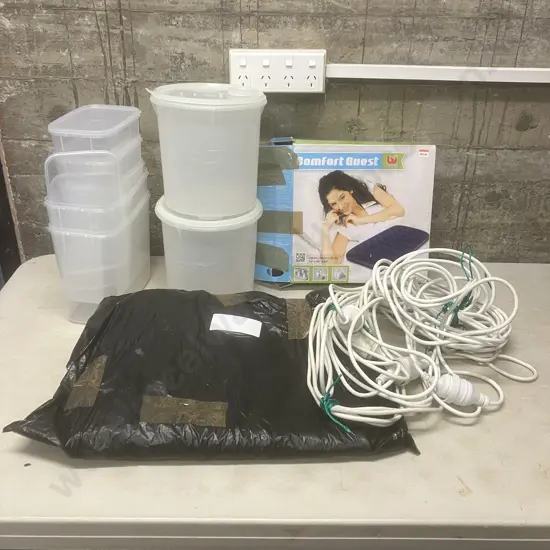 Comfort Quest & LiLo Air Beds, Tupperware, Extension Leads Etc