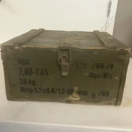 Vintage 1969 CSSR (Czechoslovakia) 7.62-T65 Wooden Ammunition Crate, Zbrojovka Vlašim - 1969. H18 W35 D31cm