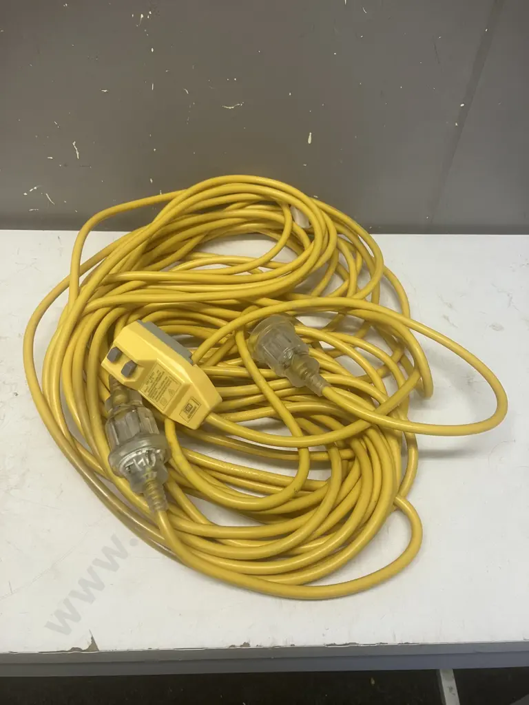 HD Yellow Power Extension Lead With a HPM Electrasafe 5100 Series 30mA Image 1++