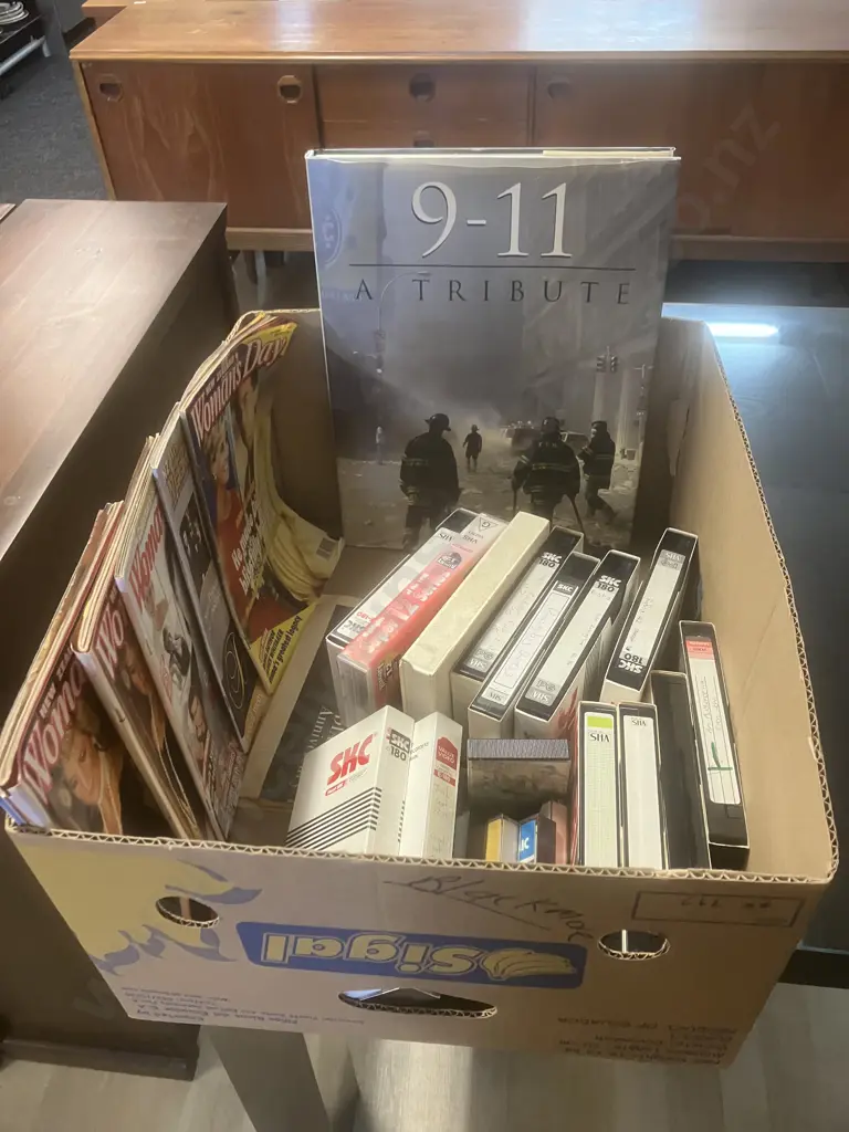 Box lot - "9-11 A Tribute", Video Tapes, Womens Magazines on Diana Image 1++