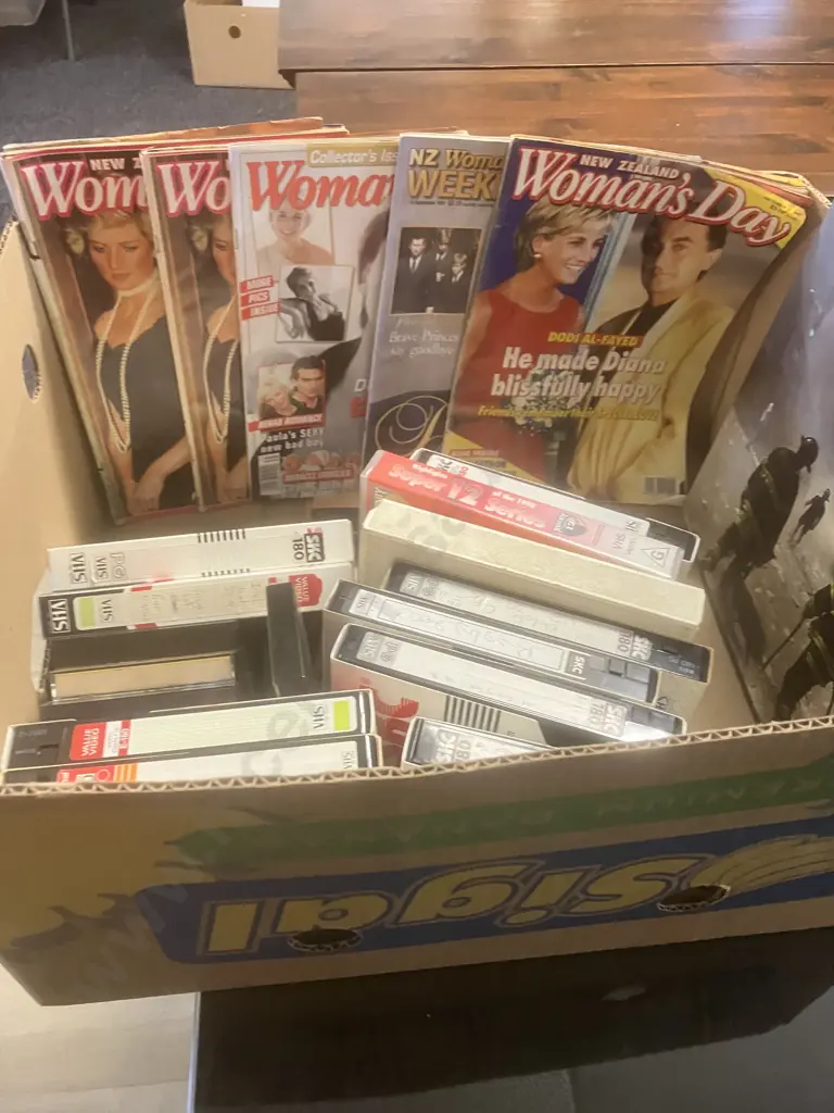 Box lot - "9-11 A Tribute", Video Tapes, Womens Magazines on Diana Image 1++