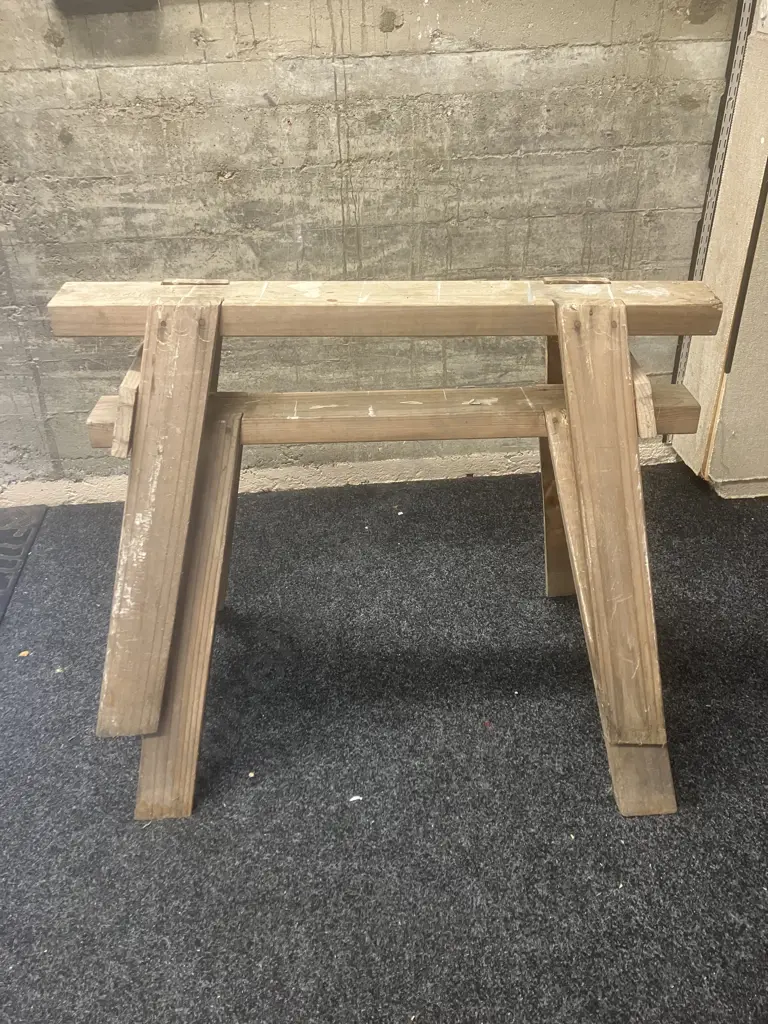 Pair of Wooden Sawhorses Image 1++