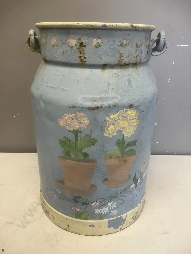 Hand Painted Cream Can Garden Ornament (No Bottom) Image 1++