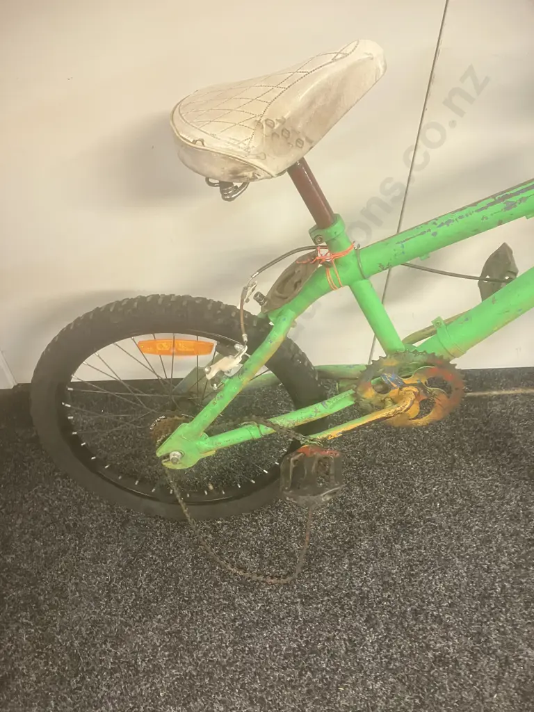 Green Bike With BMX Sized Rear Wheel Image 1++