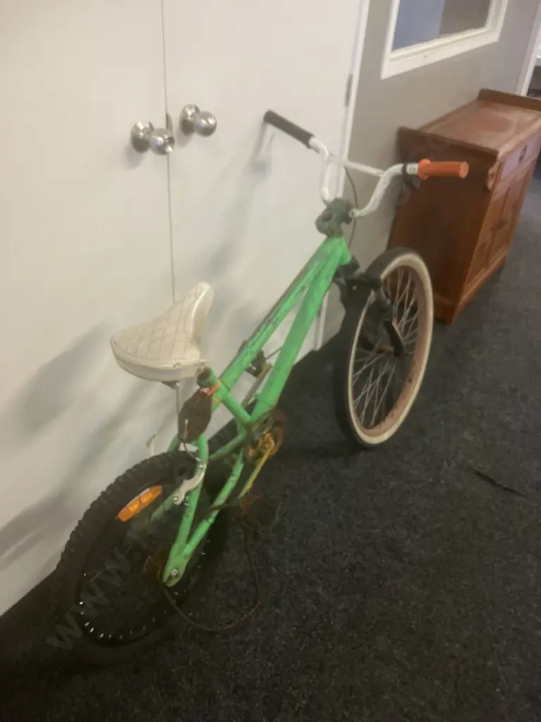 Green Bike With BMX Sized Rear Wheel Image 1++