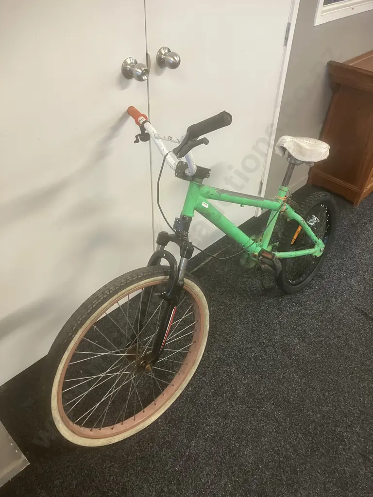 Green Bike With BMX Sized Rear Wheel Image 1++