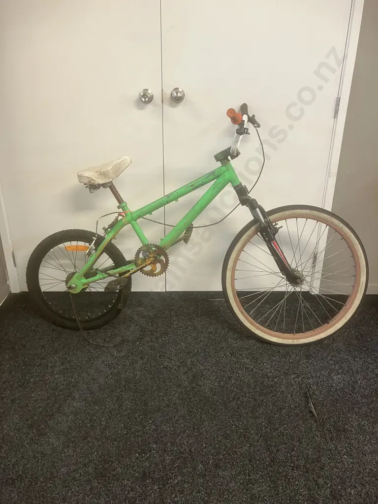 Green Bike With BMX Sized Rear Wheel Image 1++