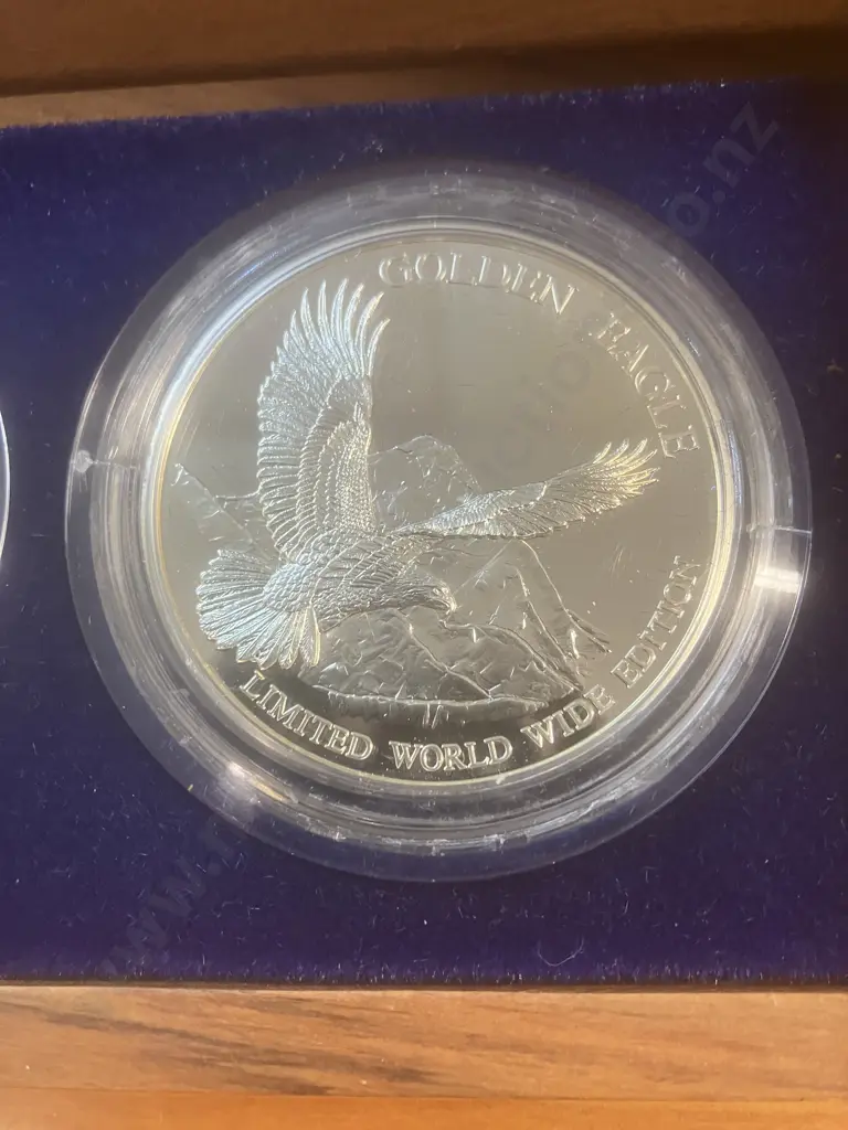 Klondike International Gold & Silver Prospector Three-Coin Set In Timber Display Case - #3347 / 5000 Image 1++