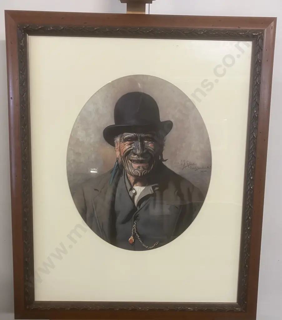 CF Goldie Art Print "A Good Joke" - Te Aho-te-Rangi Wharepu of Ngati Mahuta. Glazed & Matted Frame. 87.5 x 73cm Image 1++