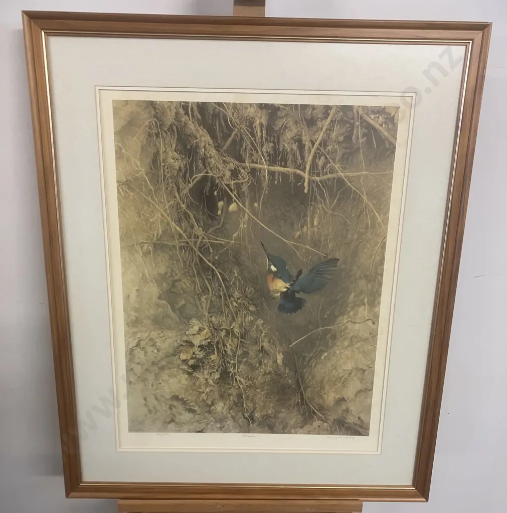 Raymond Ching "Kingfisher" Signed Limited Edition Print #295 / 850. Glaze & Matted Frame. 90 x 74cm Image 1++