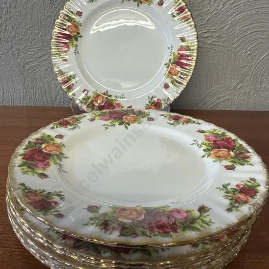 Royal Albert Old Country Roses Bone China Made In England Entree Plates x7 Dia20.5cm..