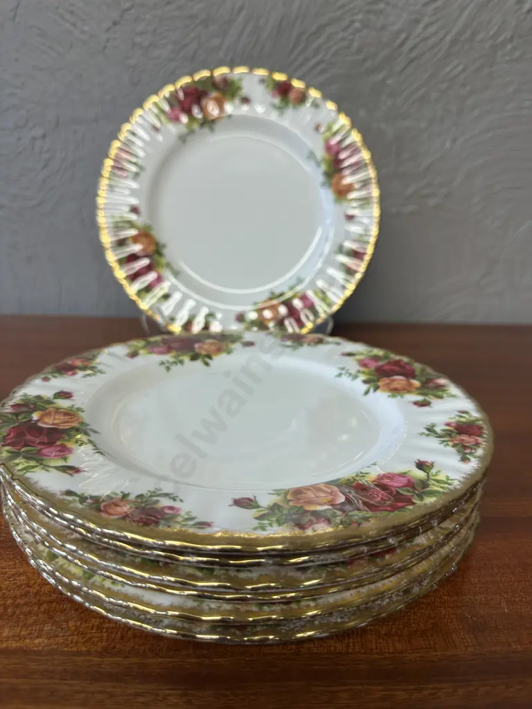 Royal Albert Old Country Roses Bone China Made In England Entree Plates x7 Dia20.5cm.. Image 1++