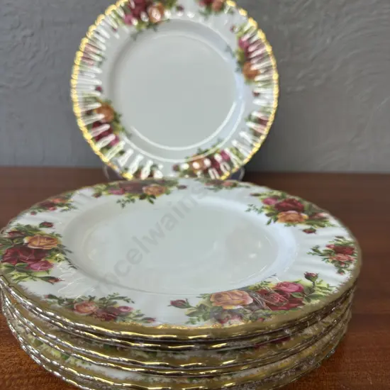Royal Albert Old Country Roses Bone China Made In England Entree Plates x7 Dia20.5cm..