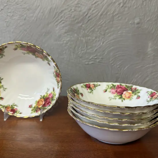 Royal Albert Old Country Roses Bone China Made In England Dessert Bowls x6 15.5cm.