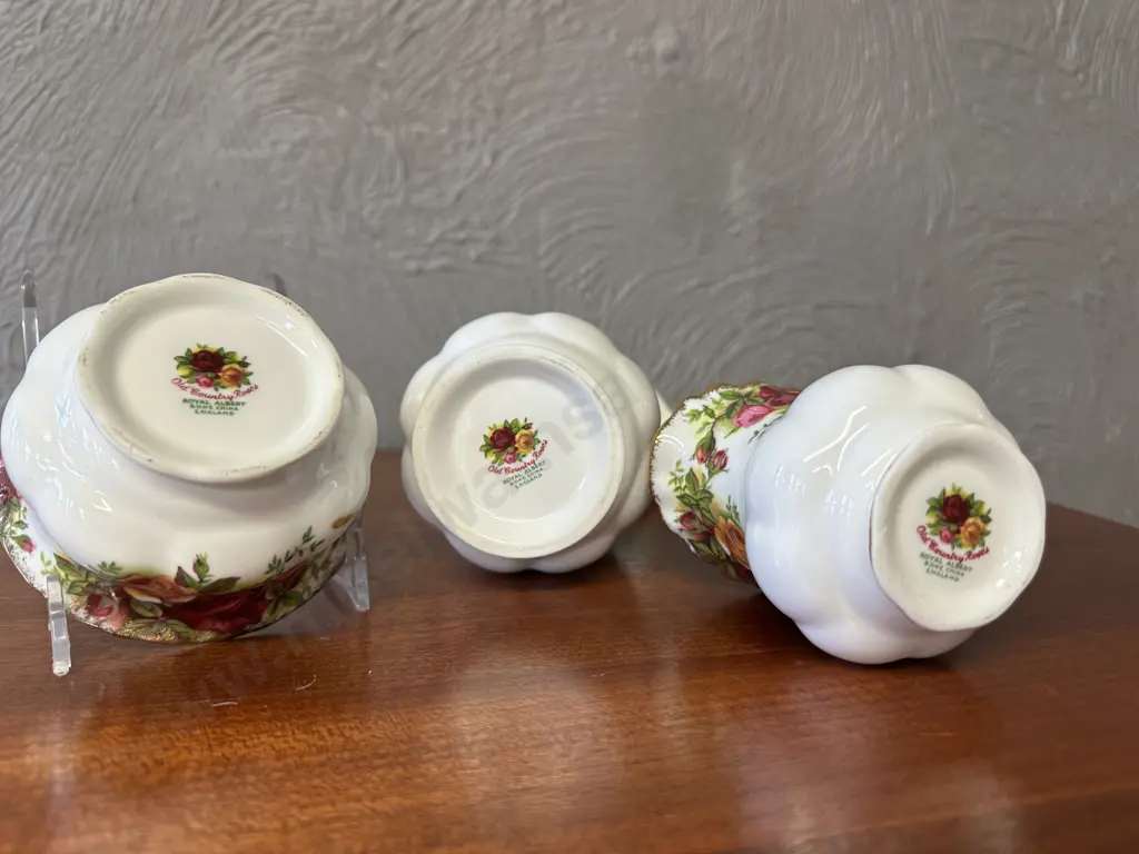 Royal Albert Old Country Roses Bone China Made In England Jam Pot With Lid, Sugar Bowl & Creamer Image 1++
