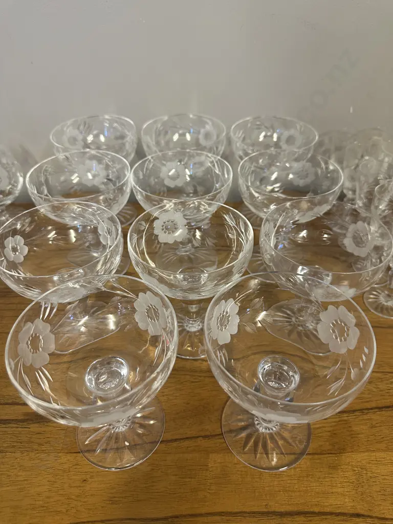 Royal Albert Glasses Old Country Roses Etched Crystal Flowers Brandy Glasses / Cognac Snifters - Set of Ten Image 1++