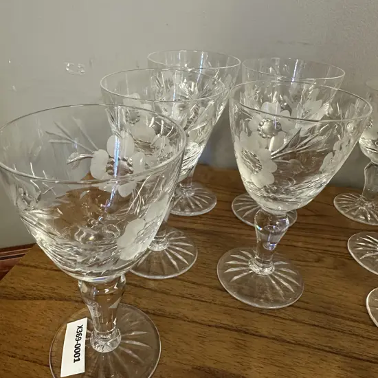 Royal Albert Glasses Old Country Roses Etched Crystal Flowers Small Wine Glasses - Set of Five
