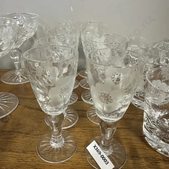 Royal Albert Glasses Old Country Roses Etched Crystal Flowers Port Glasses - Set of Ten