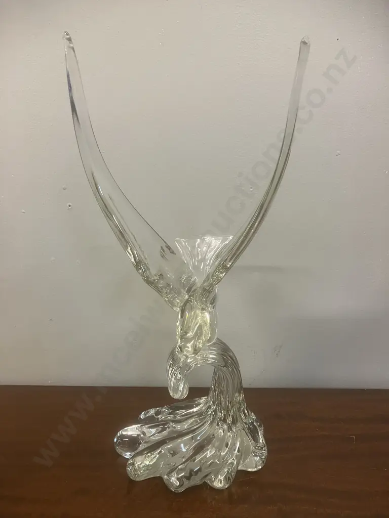 Vintage Murano Art Glass Seagull On The Crest Sculpture. H39cm. Signed to Base B.R. 83 & Murano Italy Label Image 1++