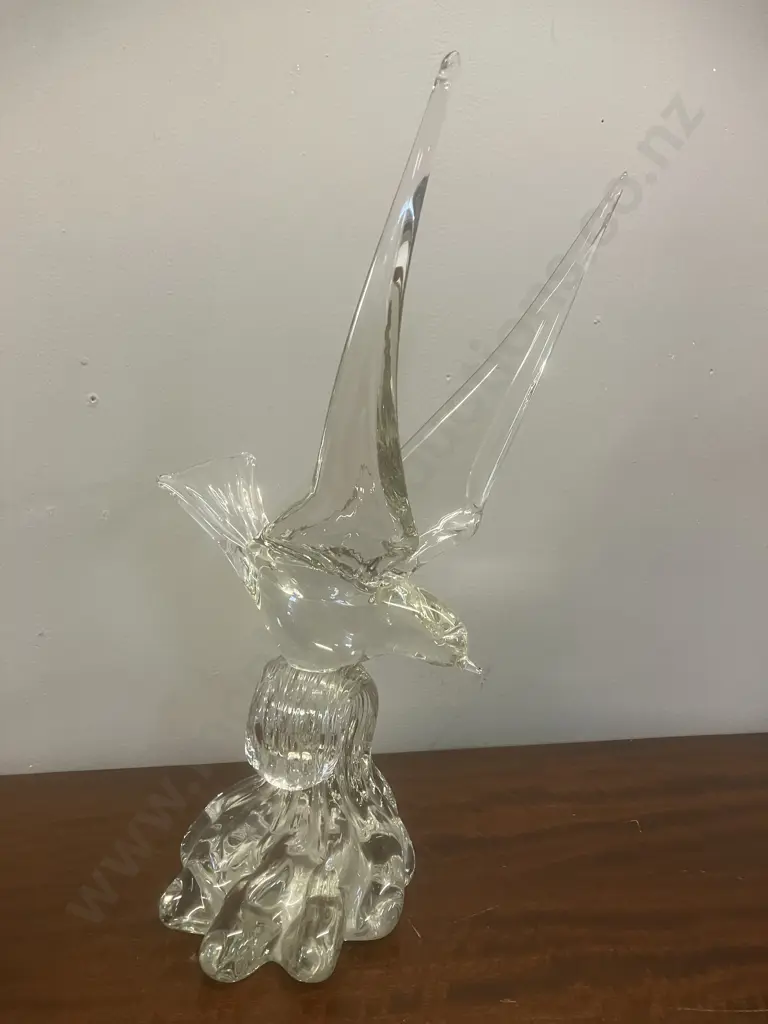 Vintage Murano Art Glass Seagull On The Crest Sculpture. H39cm. Signed to Base B.R. 83 & Murano Italy Label Image 1++