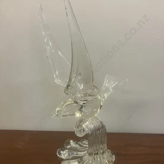 Vintage Murano Art Glass Seagull On The Crest Sculpture. H39cm. Signed to Base B.R. 83 & Murano Italy Label