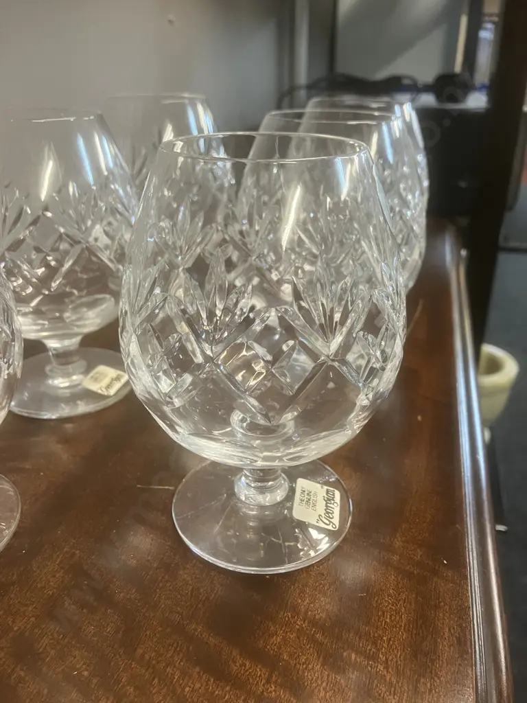 Royal Doulton (Webb Corbett) Georgian Cut Crystal Brandy Glasses / Cognac Snifters - Set of Six Image 1++