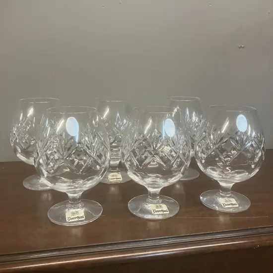 Royal Doulton (Webb Corbett) Georgian Cut Crystal Brandy Glasses / Cognac Snifters - Set of Six