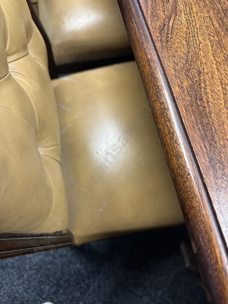 Mahogany Dining Table, Double Pedestal Base With 10 Leather Upholstered Chairs Includes 2 Carvers (Some Seats AF ) Image 1++