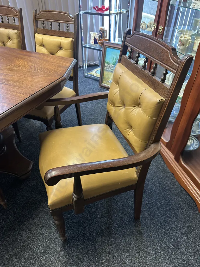 Mahogany Dining Table, Double Pedestal Base With 10 Leather Upholstered Chairs Includes 2 Carvers (Some Seats AF ) Image 1++
