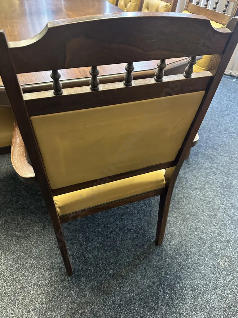 Mahogany Dining Table, Double Pedestal Base With 10 Leather Upholstered Chairs Includes 2 Carvers (Some Seats AF ) Image 1++