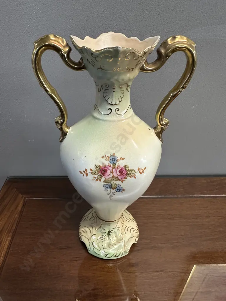 Stoke On Trent Crown Devon Fieldings Double Handled Vase #0942 H33cm. Image 1++